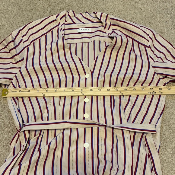 Sandro Clarence Striped Midi Dress Size Small / Medium Button Down Short Sleeve - Picture 9 of 10